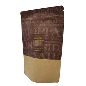 Gravure Printing Compostable Brown Krafr Paper Tea Stand Up Ziplock Pouch